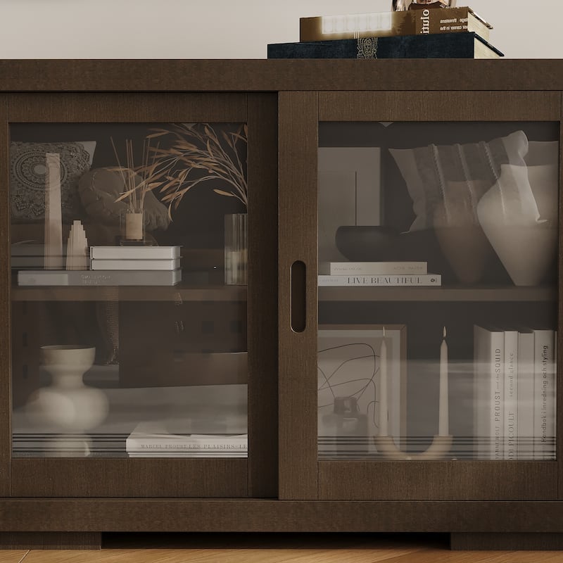 Vintage TV Cabinet Buffet Cabinet Entertainment Center Gray Brown