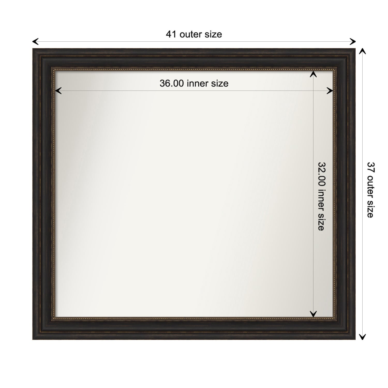 Accent Bronze Framed Non-Beveled Custom Wall Mirror, Bathroom Vanity Mirror