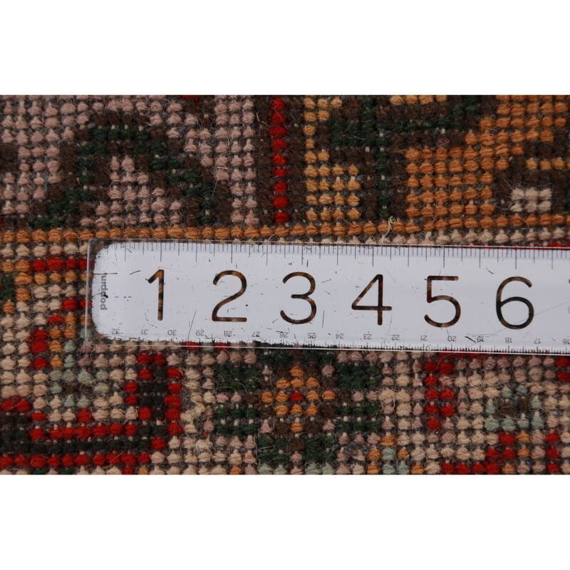 Hand Knotted Oriental 100% Wool Carpet Traditional Geometric Beige & Ivories Heriz (serapi) Runner Rug - 8' 1'' X 2' 7''