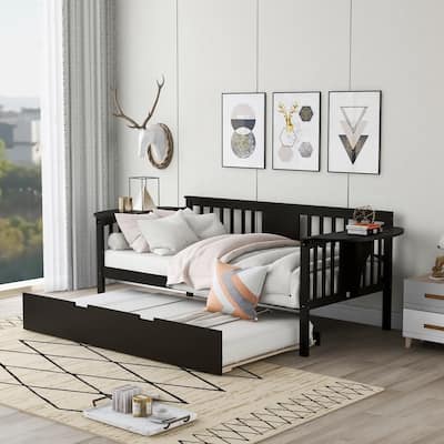Twin Wooden Daybed with Trundle Bed