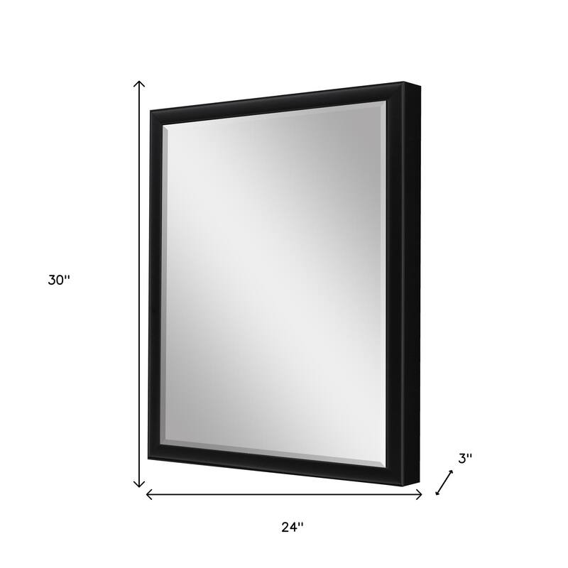 HomeRoots 30" Black Solid Wood Framed Accent Mirror - 24.00 in. x 30.00 in. x 3.00 in.