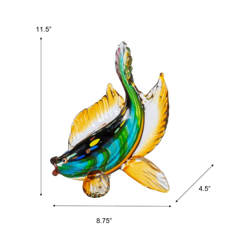 11.5 IN Tall Bavaro Handcrafted Art Glass Fish Figurine