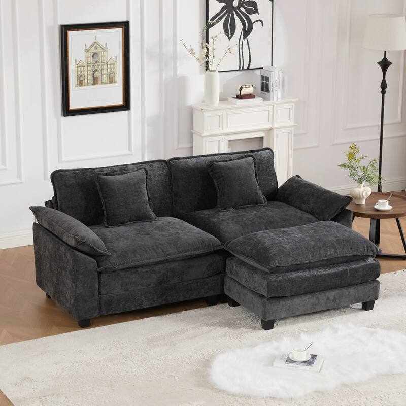Modern Sectional Couch, for Living Room Bedroom and Apartment, Comfy Double Layer Upholstered Seat Cushion