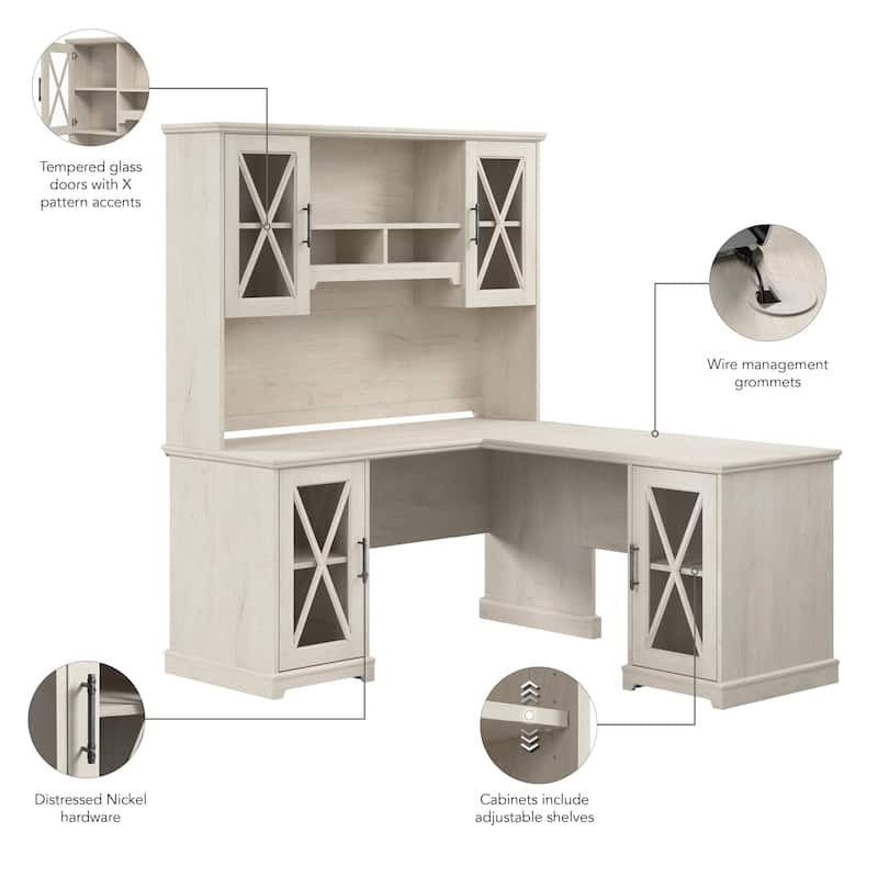 Lennox L Shaped Desk with Hutch and Storage Cabinets by Bush Furniture