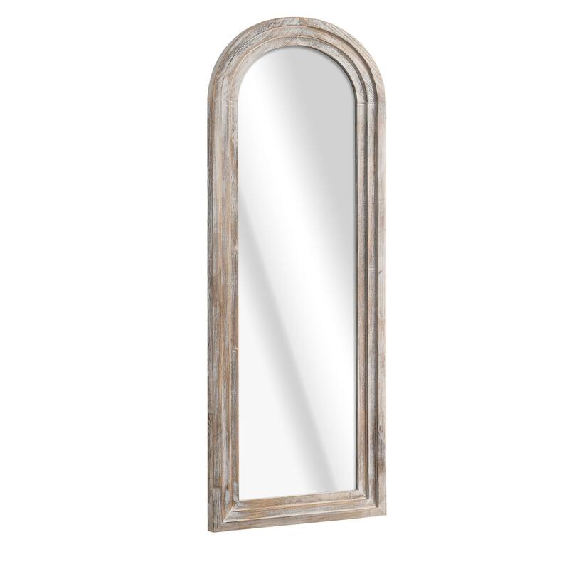 HomeRoots 71" White Solid Wood Arch Freestanding Framed Full Length Mirror - 31.00 in. x 71.00 in. x 0.79 in.