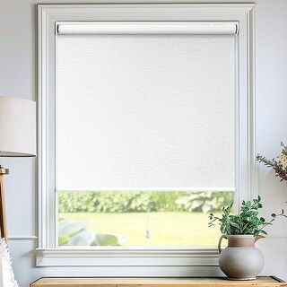 Chicology Cordless Light Filtering Window Roller Shade Embossed Weave - White