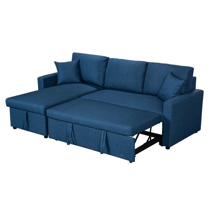 Upholstered Sleeper Sectional Sofa with Storage Chaise