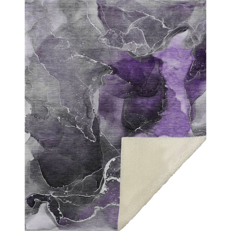 Premium Machine Washable Abstract Contemporary Sherpa Throw Blanket