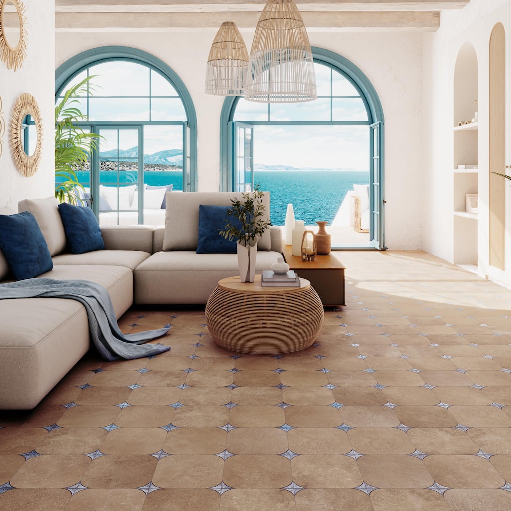 Merola Tile Atlas Star Quartet Cotto Marina 9-3/4" x 9-3/4" Porcelain Floor and Wall Tile