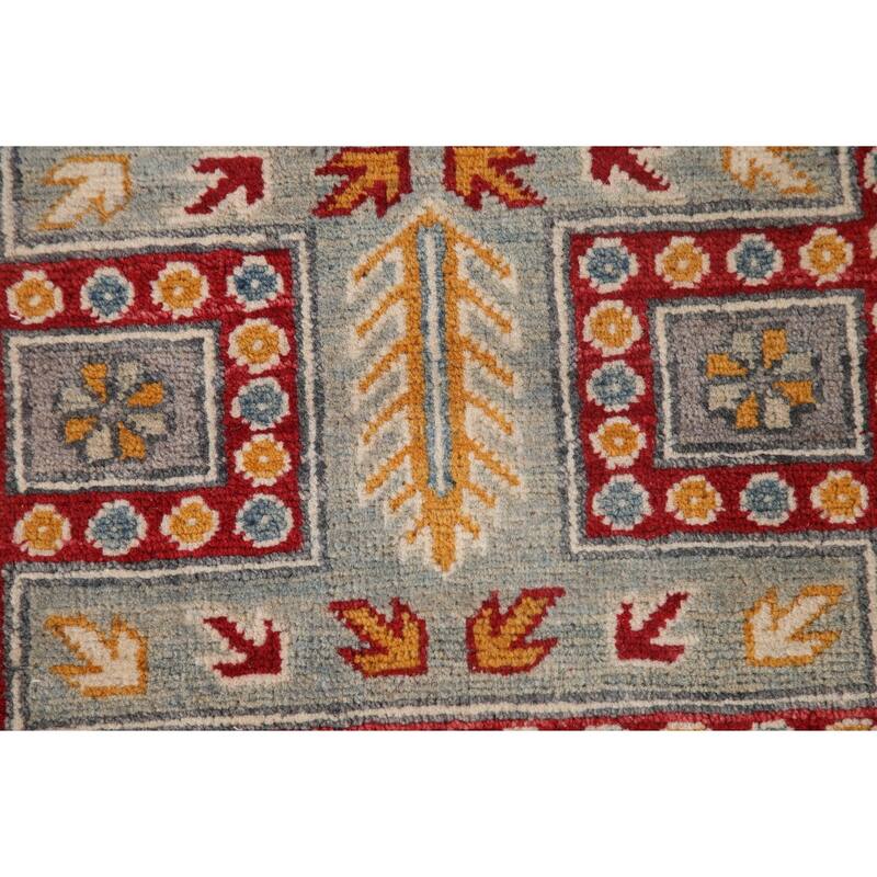 Traditional Blue Kazak Runner Rug Hand-Knotted Oriental Wool Carpet - 2'6" x 13'5"