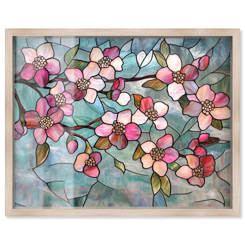 Shimmering Spring Blossoms I Shadowbox by Art Remedy - Natural - 45" x 36"