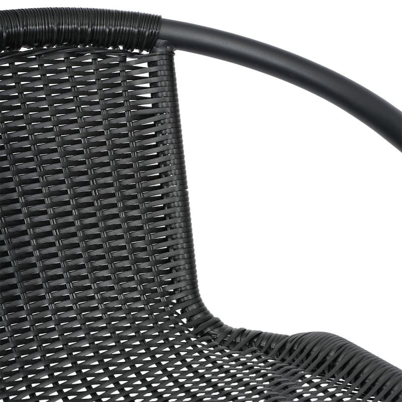 Commercial Indoor-Outdoor Rattan Restaurant Barstool with Aluminum Frame-Set of 2