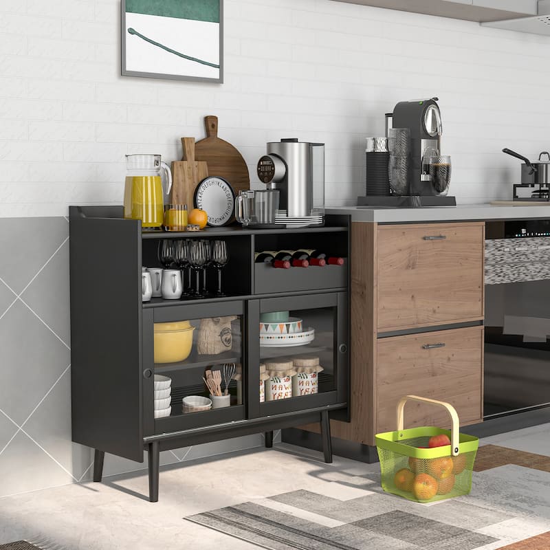 Costway Kitchen Buffet Sideboard Organizer Liquor Bar Cabinet with - See Details