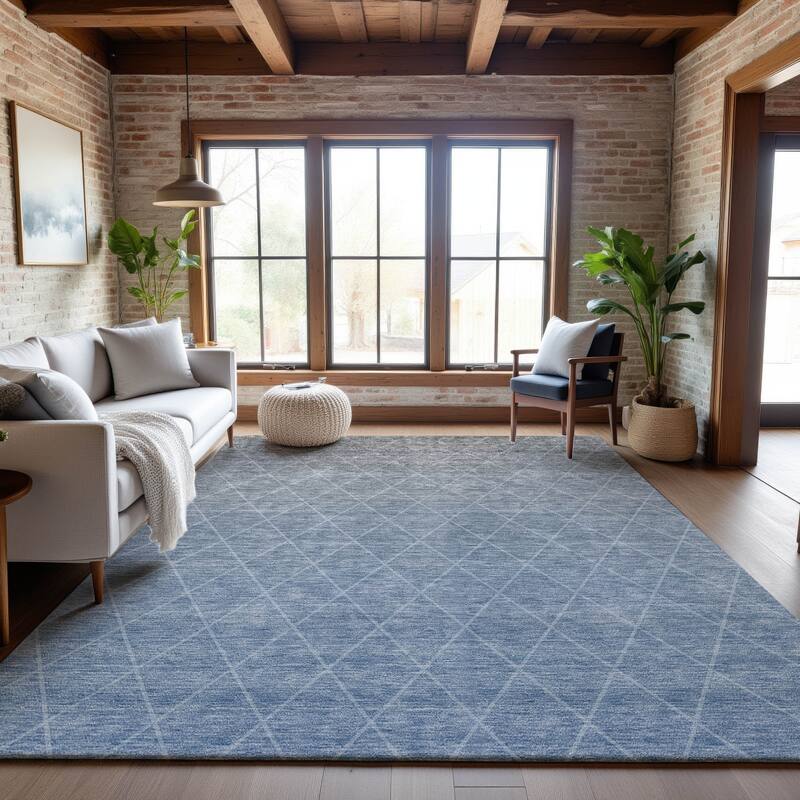 Premium Washable Super Soft Ombre Diamonds Mayfield Rug - Blue - 8' x 10'