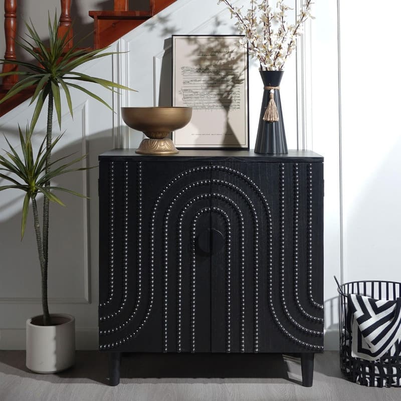 30" Accent Cabinet Wood Storage Buffet Cabinet for Living Room Bedroom or Entryway - Black1