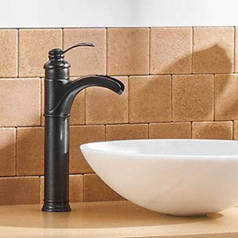 Waterfall Bathroom Vessel Faucet With Drain Assembly Single Handle Bathroom Vessel Sink Faucets One Hole Modern High Basin Taps