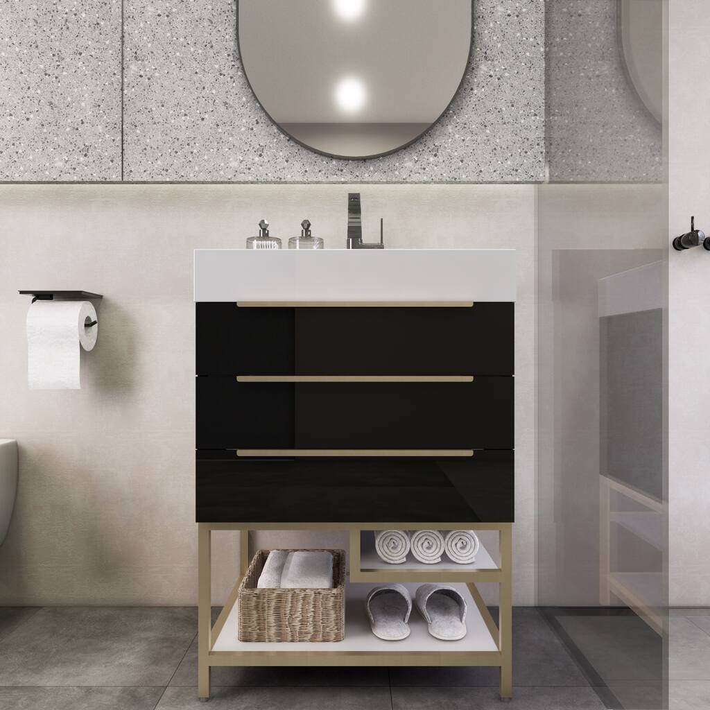 Noble 24" Free Standing Vanity with Reinforced Acrylic Sink - 24" Width