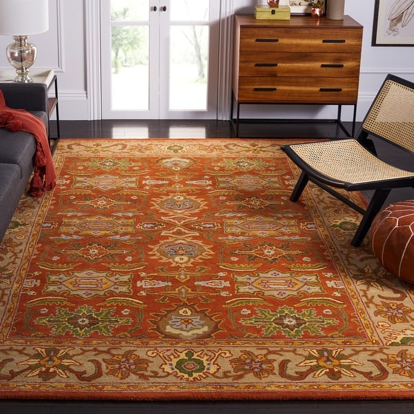 slide 2 of 76, SAFAVIEH Handmade Heritage Britney Traditional Oriental Wool Rug 12' x 15' - Rust/Beige - Rectangle