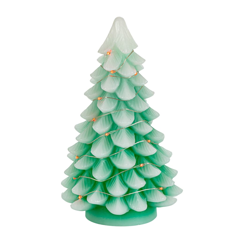 Set of 2 9.05 in Lighted Green Christmas Tree with Color Changing Lights