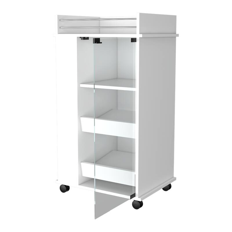 Willow Park Glass Door Bar Cart with Bottle Holder and Casters