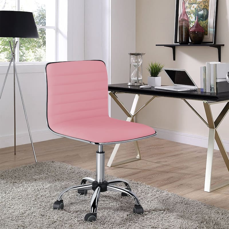 Yaheetech Foam Task Chair with Swivel and Faux Leather Office Chair - Pink