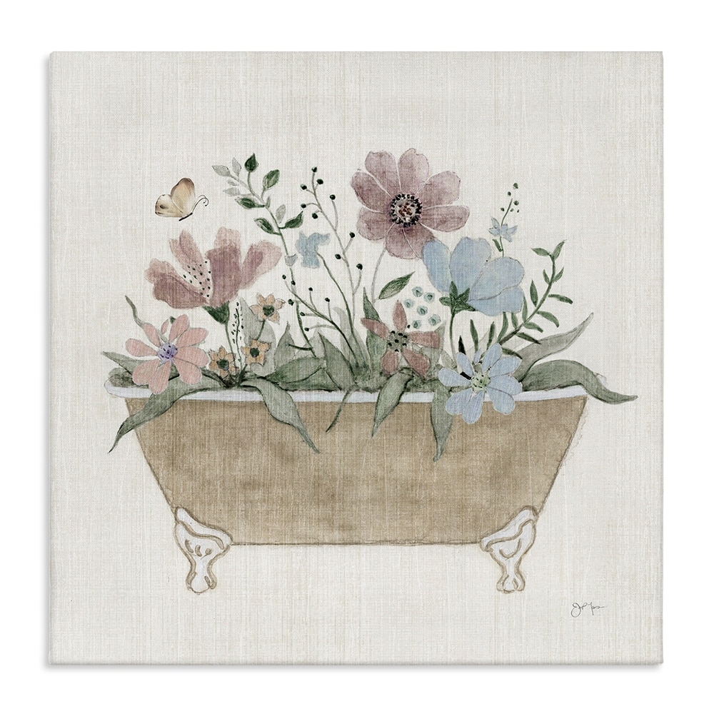 Stupell Cottage Florals in Bathtub Canvas Wall Art Design By Janet Tava