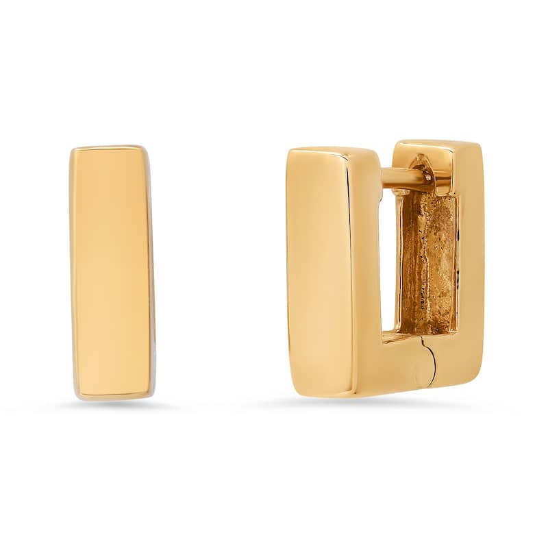 Sterling Silver Mini Square Hinged Hoop Earring by Roberto Martinez - Yellow