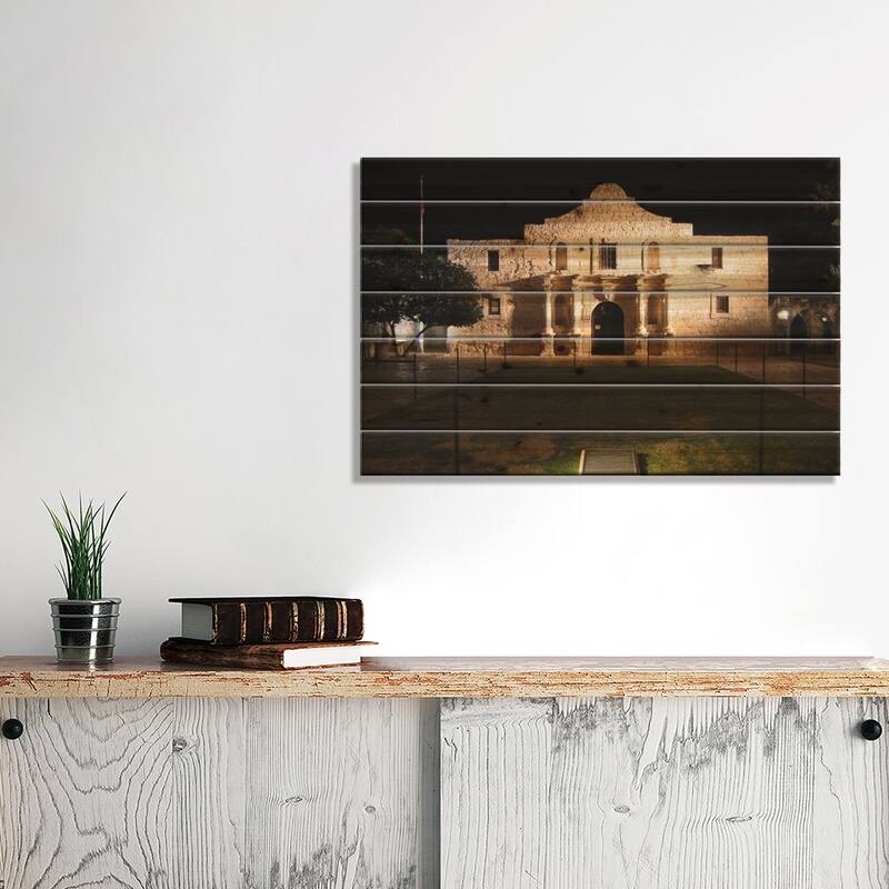 The Alamo Print On Wood by Unknown Artist - Multi-Color