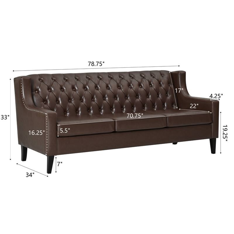 GDFStudio - PU 3-Seater 78.75" Couches with Comfy Cushion
