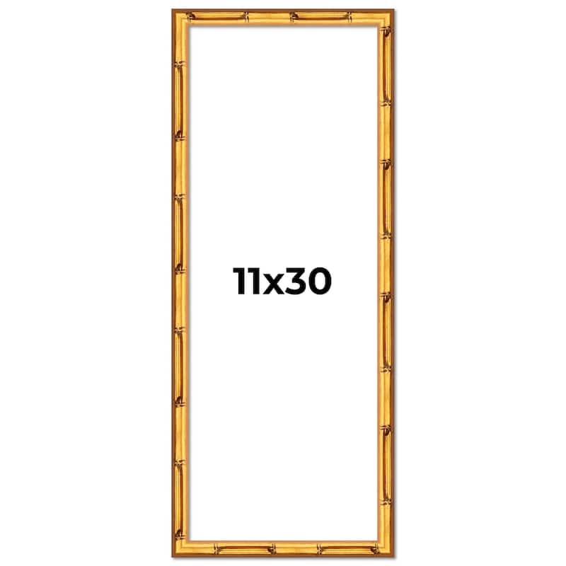 11x30 Frame Gold Bamboo Solid Wood Picture Frame | 1 Inch Moulding