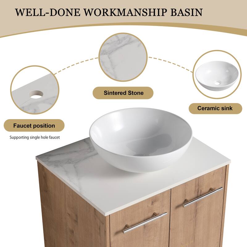 ARTCHIRLY 24"/30" Bathroom Vanity with Sink, Floating Bathroom Vanity with 2 Soft Close Doors