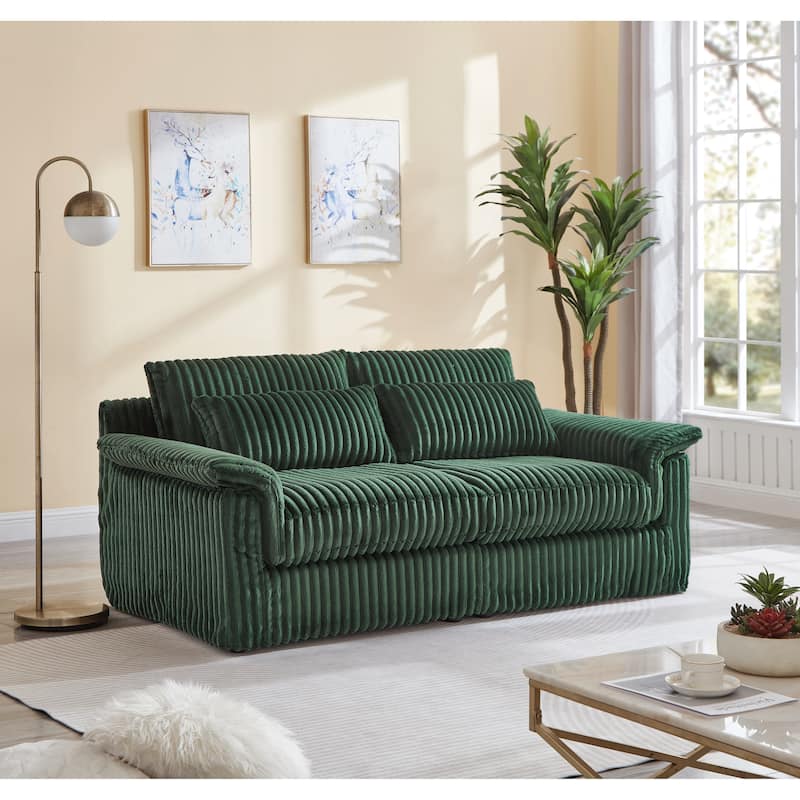 Modern Corduroy Loveseat Sofa Deep Seat Cloud Couches with Pillow Top Arms, Removable and Washable Cushion Covers