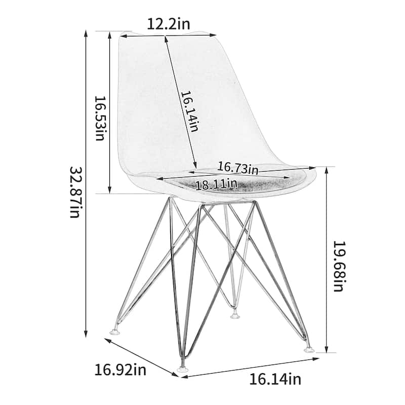 Modern Dining Chairs with Plastic Seat and Metal Legs (Set of 4)