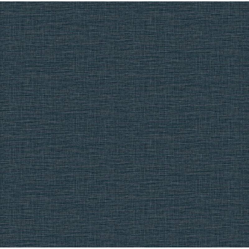 A-Street Prints Lela Navy Faux Linen Wallpaper