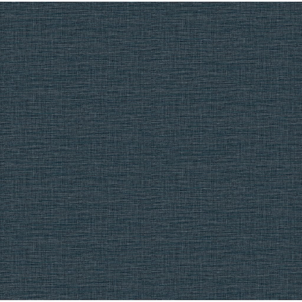 A-Street Prints Lela Navy Faux Linen Wallpaper