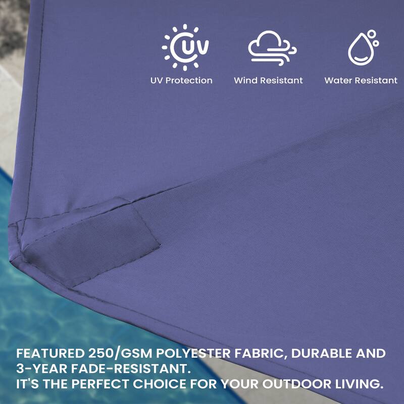 9x11 FT Rectangular Outdoor Patio Cantilever Umbrella Solar LED Lighted with Weight Base