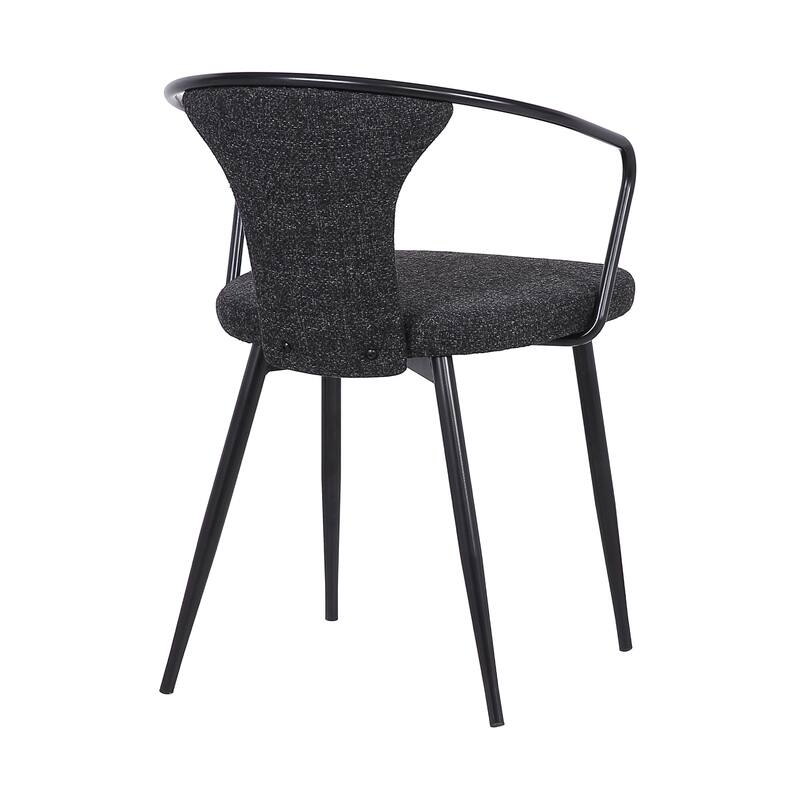 Wayan Contemporary Dining Chair in Black Powder Coated Finish and Black Fabric
