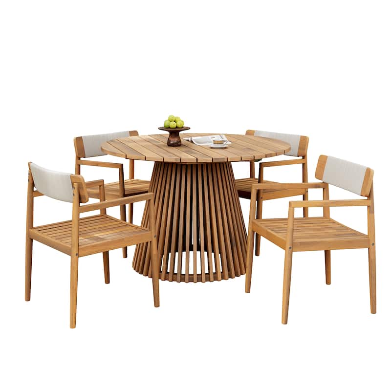 Christopher Knight Home - Sylvestris Acacia Wood 5 Piece Outdoor Dining Set