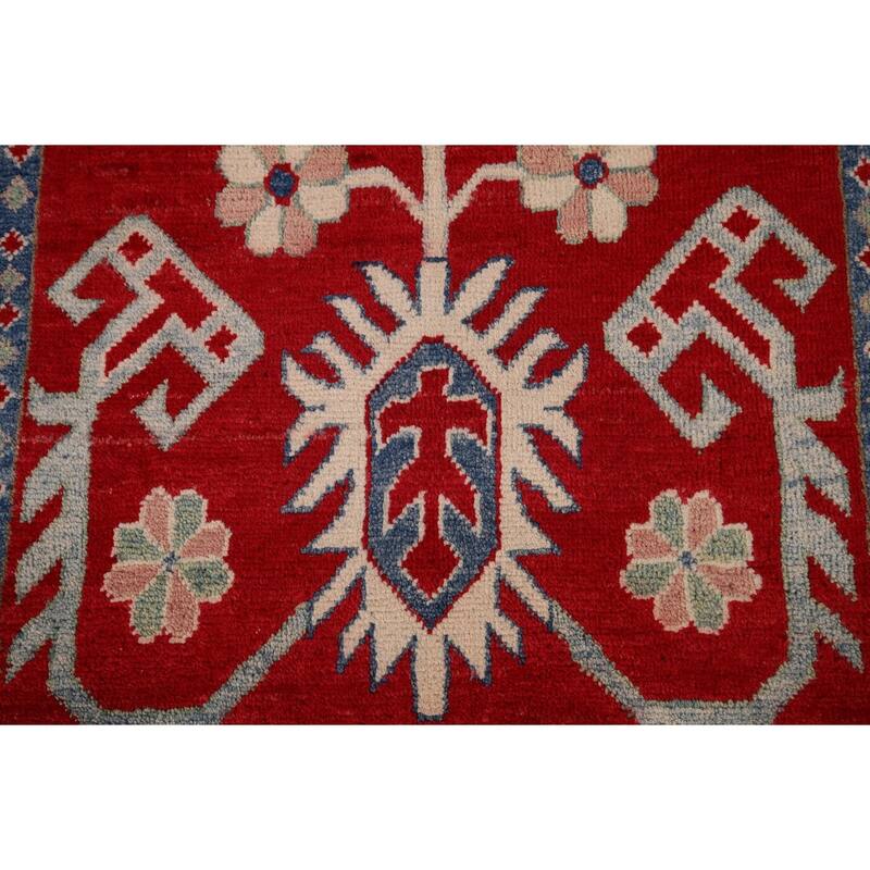 Red Kazak Oriental Foyer Rug Handmade Wool Carpet - 3'3" x 5'5"