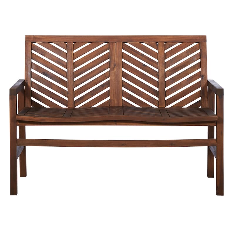 Walker Edison Acacia Wood Outdoor Chevron Love Seat