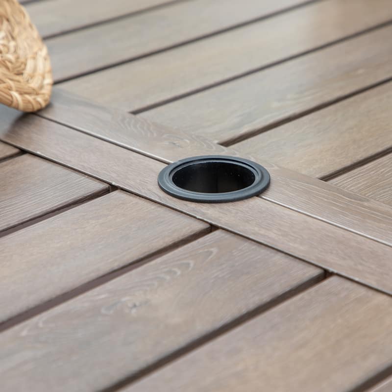 Outdoor U-Shaped Dining Table with Wood Grain Heat Transfer Printing Process - N/A