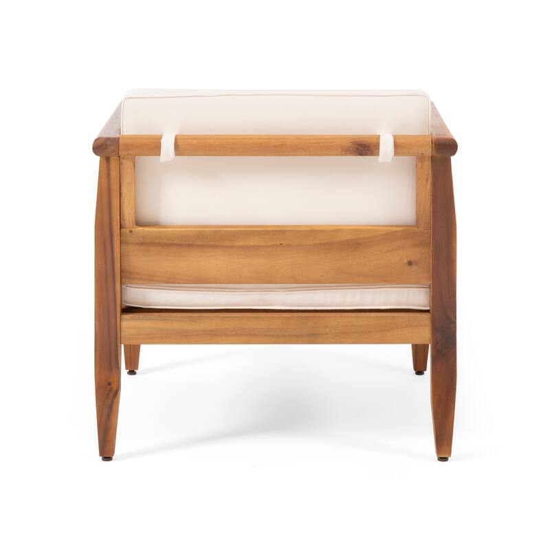 Outdoor Patio Club Chair, Acacia Wood Frame Conversation Furniture