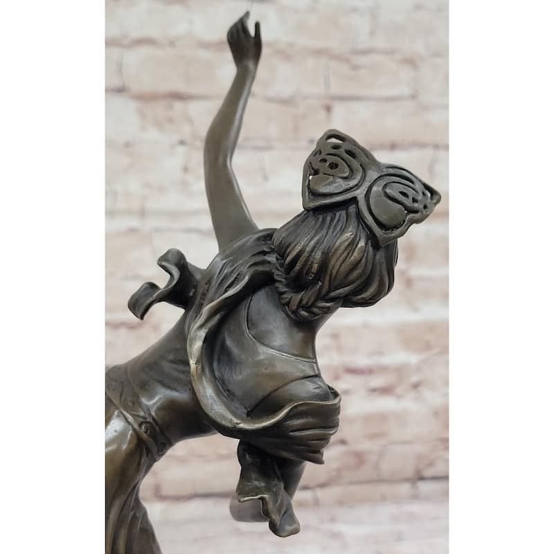 Spanish Flamenco Dancer Young Woman - Bronze Sculpture On Marble Base