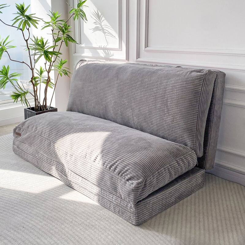 Corduroy Bean Bag Folding Sofa Bed - Grey - Large