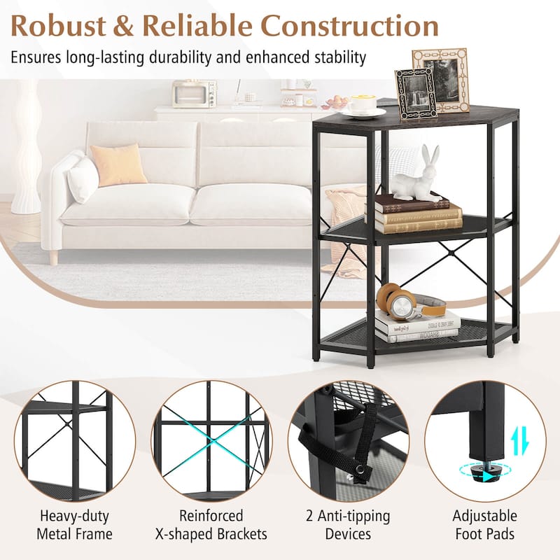 Costway Corner Printer Stand with Charging Station Adjustable Metal - See Details