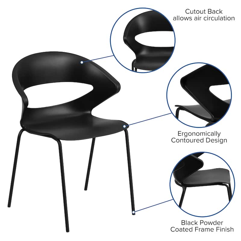 440 lb. Capacity Cafe Style Stack Chair with Flexible Back Design
