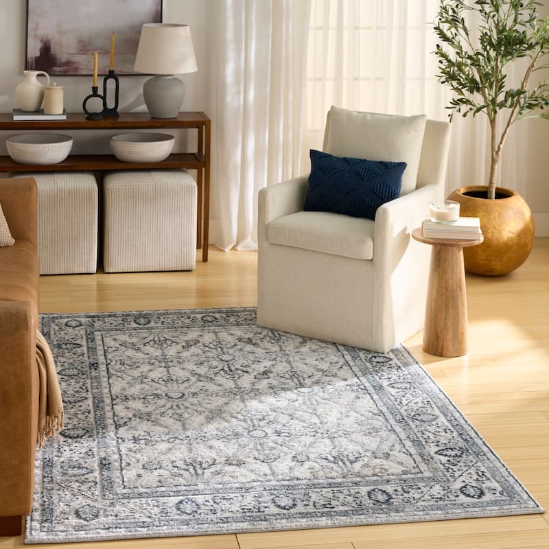 Nourison Dekor Indoor only Persian Area Rug - Grey/Navy - 5'3" x 7'