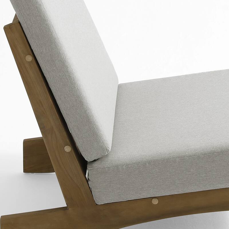 Teak Outdoor Armless Lounge Chair Set Loveseat with Cushions