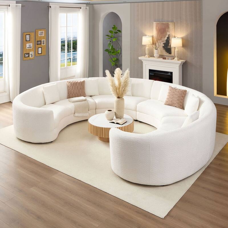 Curved Cloud Sofa, Upholstered Comfy Sofa with Pillows for Living Room