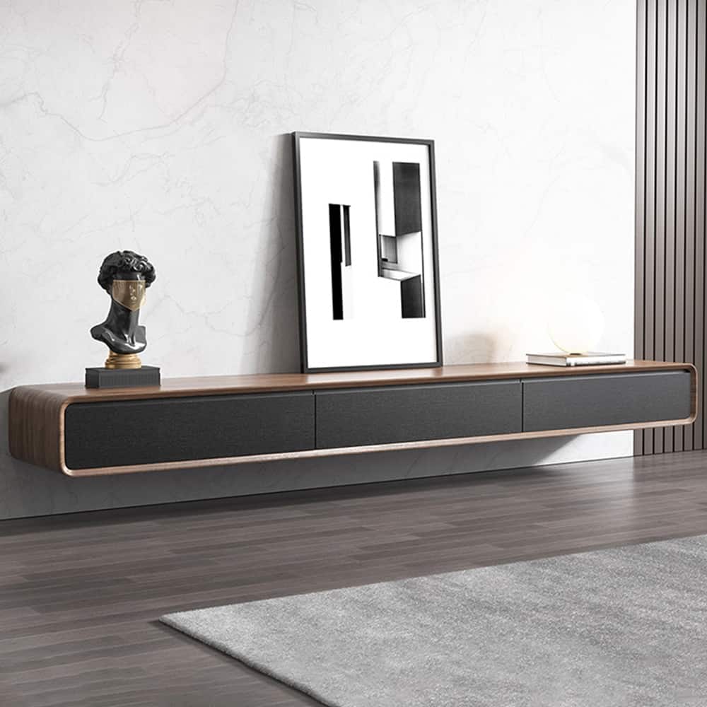 Floating TV Stand, Modern Wall-Mounted Entertainment Center with 3/4 Drawers, Solid Wood,Fully-Assembled